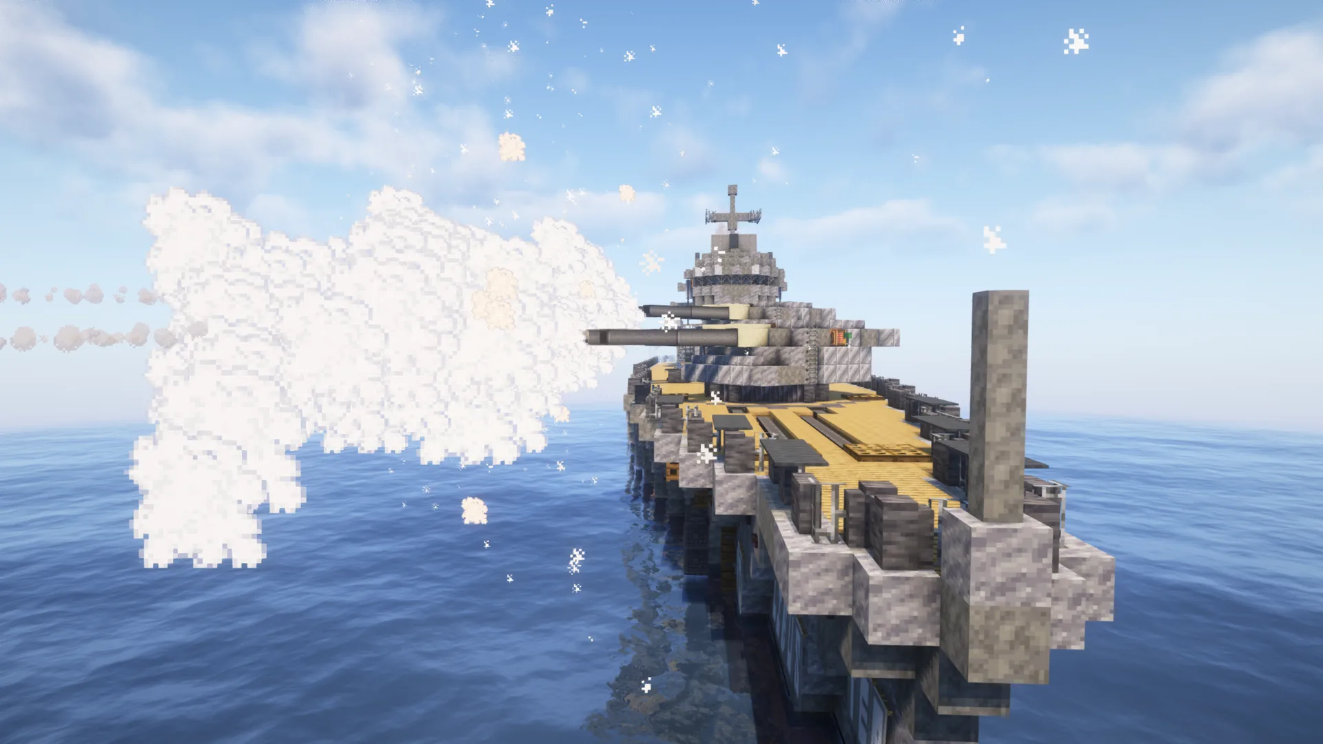 Warship firing a Create big cannon