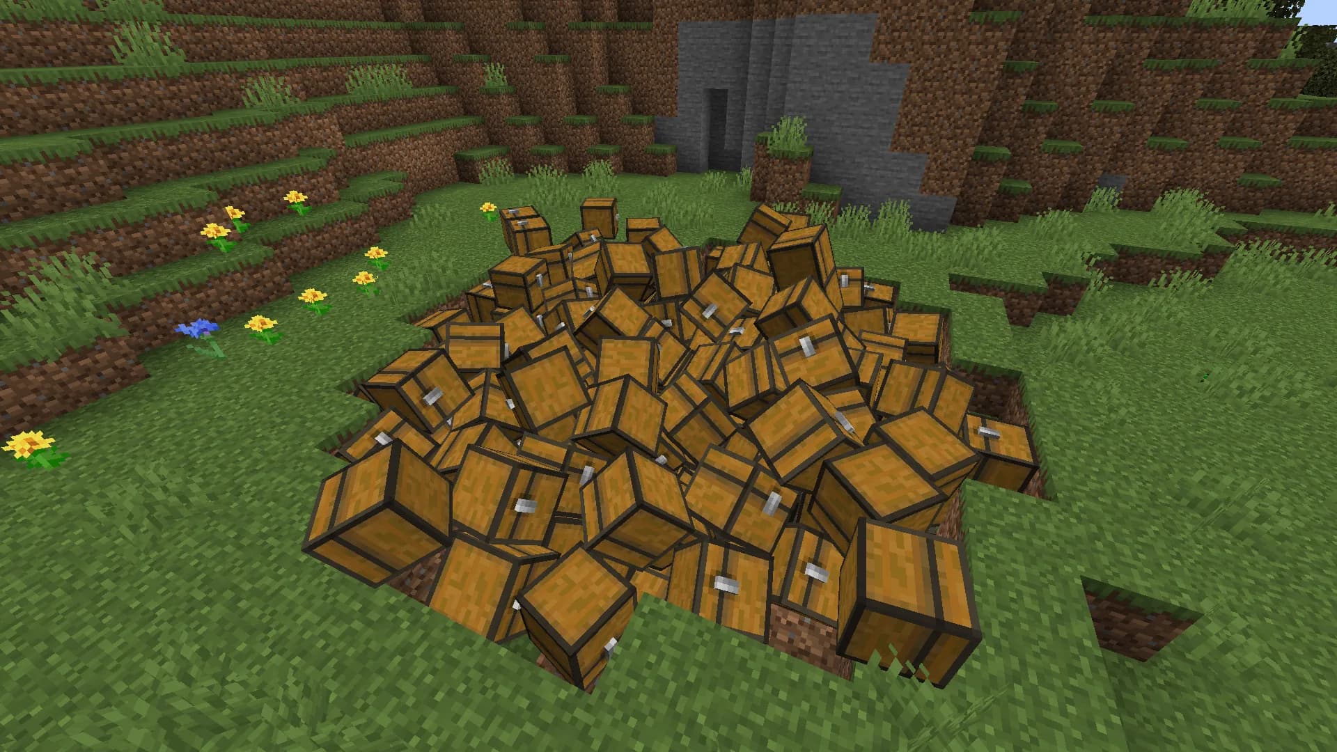 Sable physics scattering a pile of chests